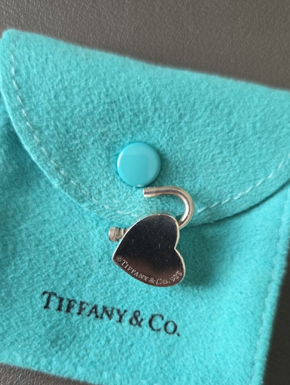 Tiffany & Co. Sterling Silver Heart Padlock Charm with Signature Blue Pouch - Picture 4 of 4